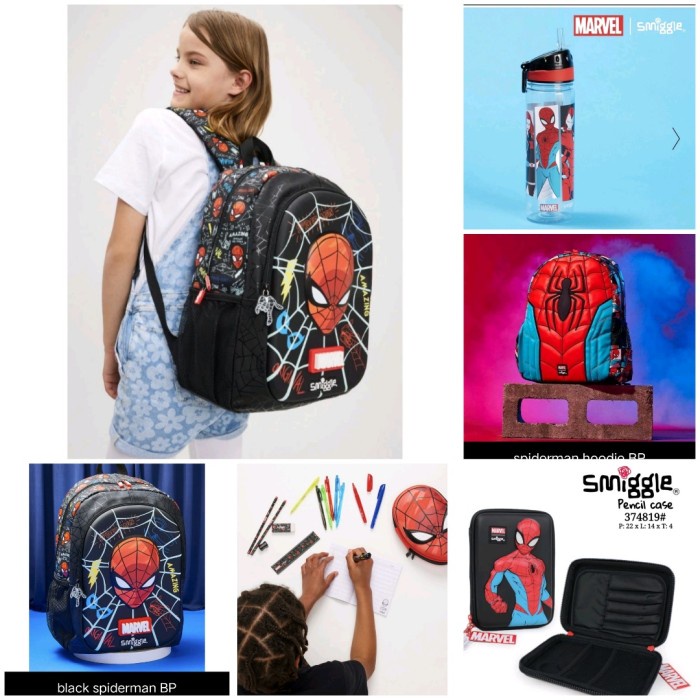 

Smiggle Spiderman Backpack, Pencil case, botol,Stationery/kado Kode 827