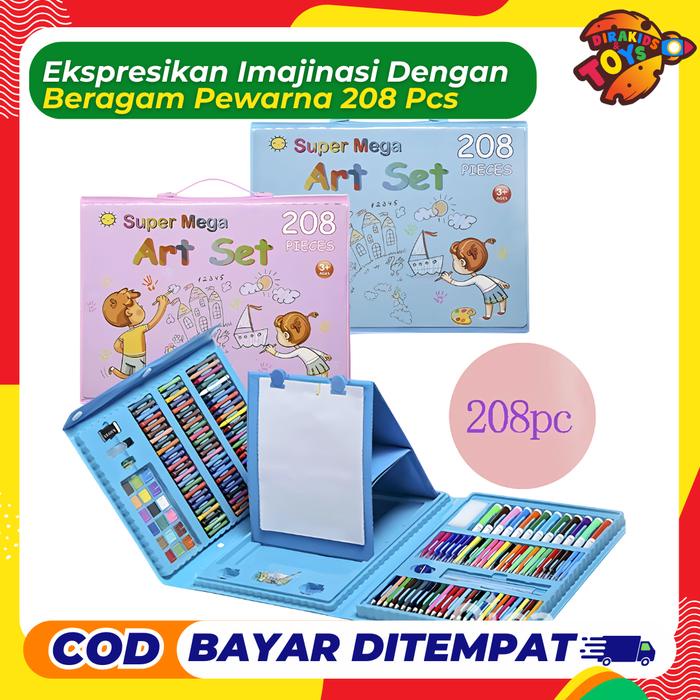 

Pensil Warna Crayon Set Isi 208pcs Board Markers Paper Pastels