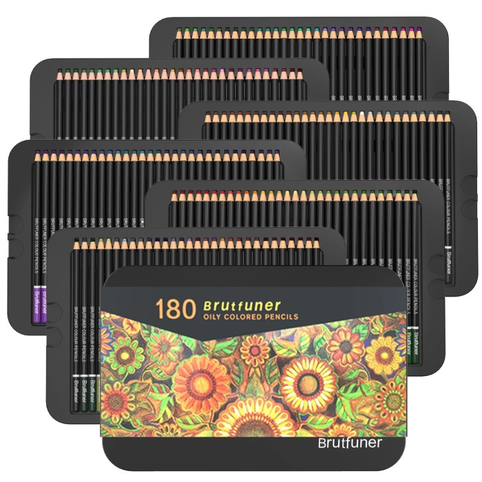 

Brutfuner 180 colors Professional Oil Color Square Pencils Set TinBox