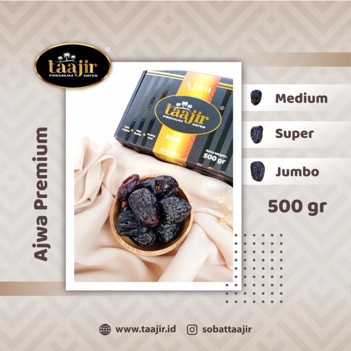 

Kurma Ajwa Premium 500gr (Kurma Nabi Medium, Super, Jumbo)