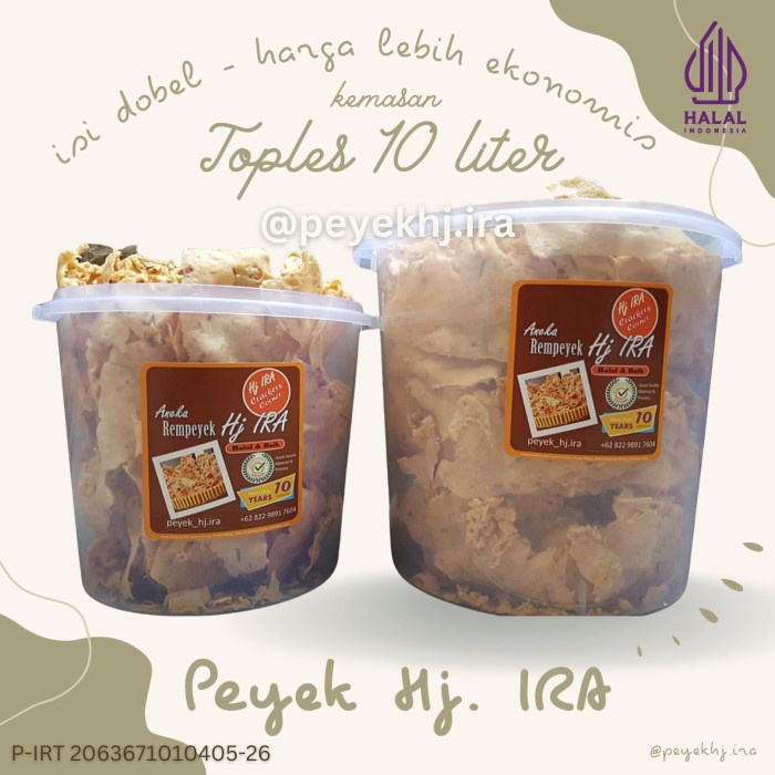 

Peyek / Rempeyek Hj. IRA - toples 10 liter - lebih ekonomis - kemriyuk