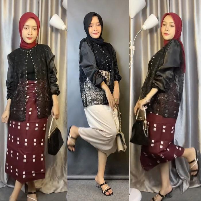 Promo Lily Outer Crop Brukat Organza / Outer Pendek Brokat Sapto / Baju Kondangan Wanita, Wisuda,