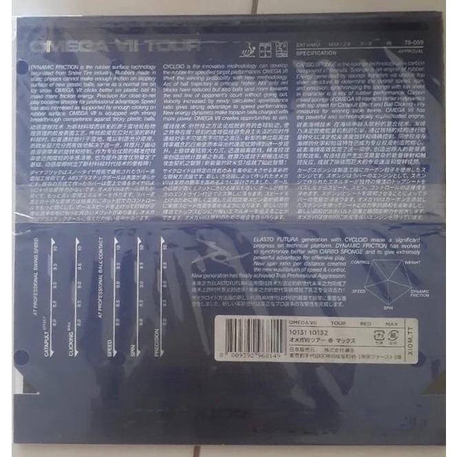 ORIGINAL XIOM OMEGA VII TOUR Karet Rubber Bet Tenis Meja BARU & SEGEL