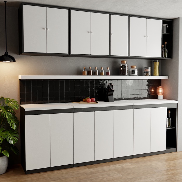 TERBAIK Rak Kitchen Set Atas Bawah Rak Minimalis Rak Serbaguna Rak Lemari Dapur 3 Pintu dan 2 Pintu
