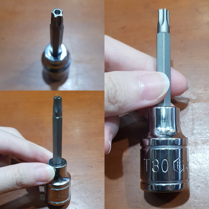 Kunci Sock L Bintang 5 Lubang Drive 1/2 Ukuran T30 Star Hex Bit Sock -Gratisongkir