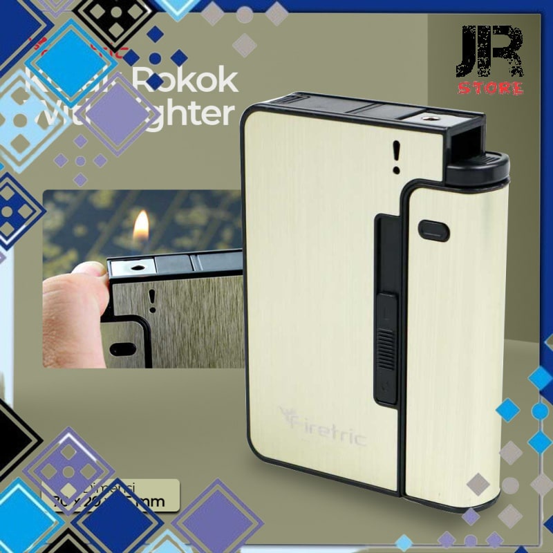 Kotak Rokok Cigarettes Case With Lighter Slot Jd Yh001 Golden