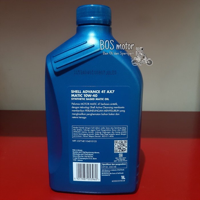 HJK shell matic ax7 1L . oli synthetic motor yamaha nmax , aerox