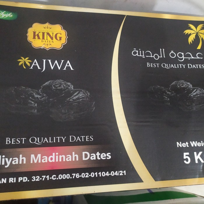 

Kurma Ajwa Jumbo Syifa 5kg Kurma Nabi Ajwa Madinah Premium King Dates