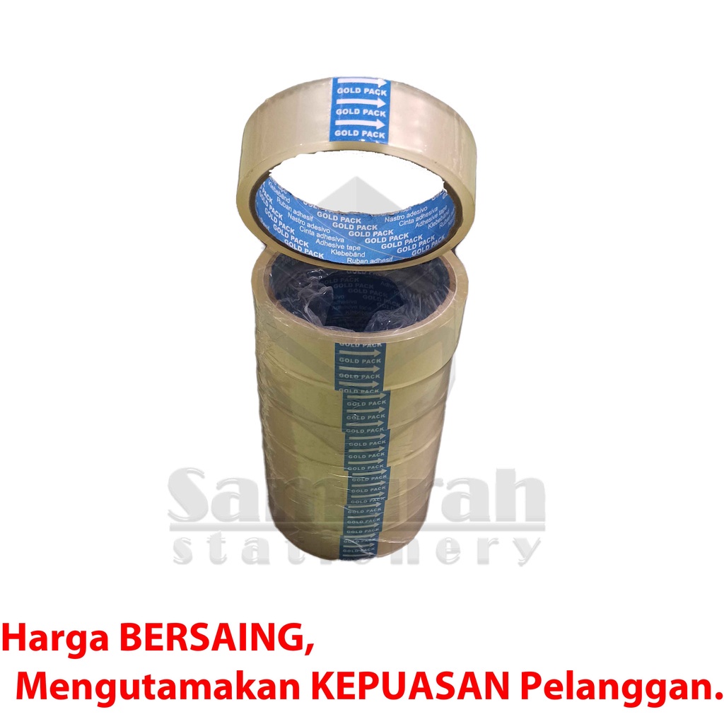

iK! Solatip Plastik OPP Tape 24 mm Gold Pack Bening - Coklat 1" Per Slop / Perekat Solatip Goldpack