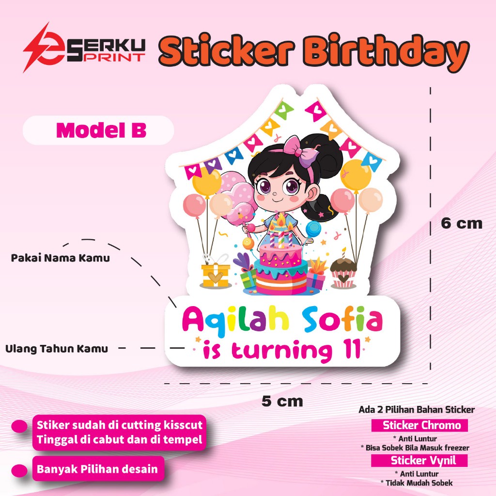 

IK! Sticker Ulang Tahun Anak Sticker Bento Birthday Sticker Anak souvenir bisa pakai nama bisa pakai