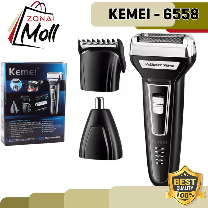 JH8 ZM KEMEI KM6558 CUKURAN JENGGOT KUMIS ALAT MESIN CUKUR KM-6558 3 IN 1