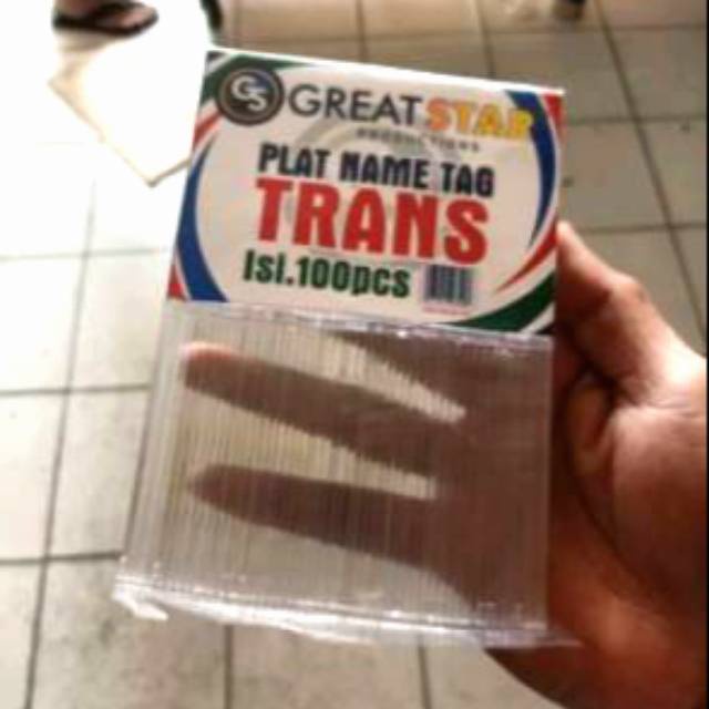 

iK! PLAT NAME TAG PLASTICK / Bahan Name Tag Plastick 8x2cm tebal -/+ 2mm isi 100pcs/pak