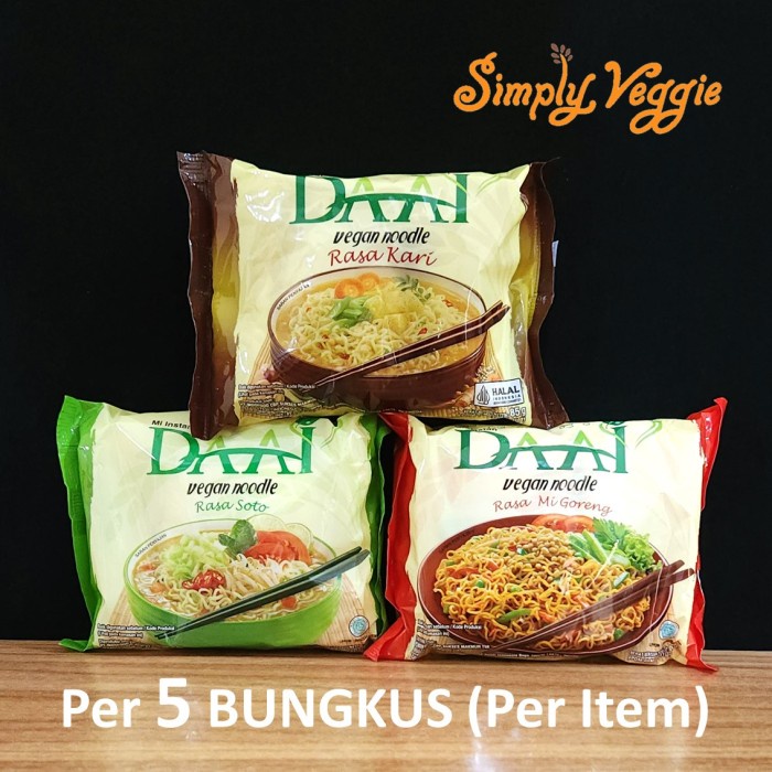 

Ready Daai Mie Instant Vegetarian Da Ai Mie Instan Vegan 5 Bungkus