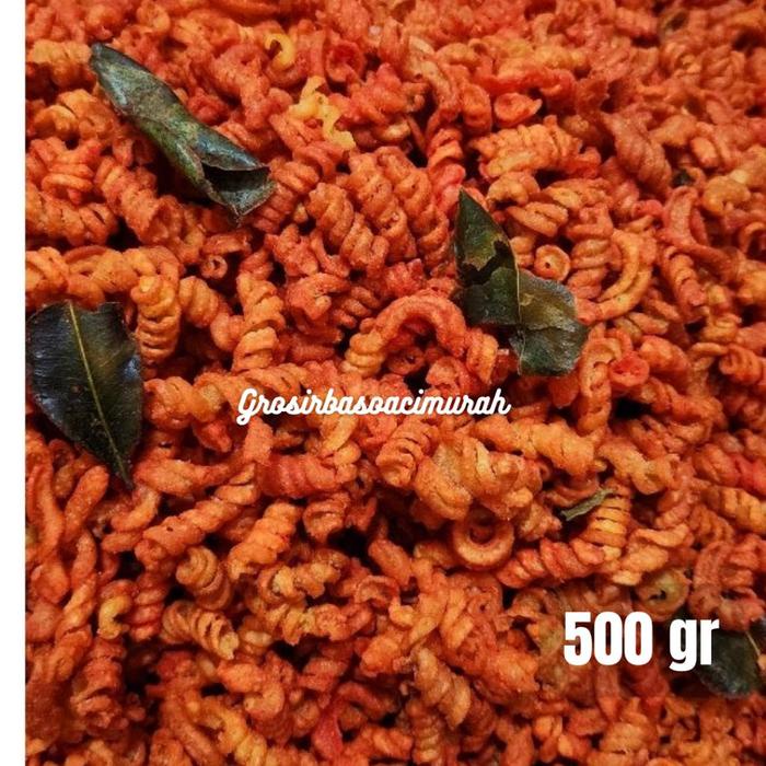 

Ready Makaroni Ulir Spiral Pedas Daun Jeruk Kemasan 500Gr Makroni