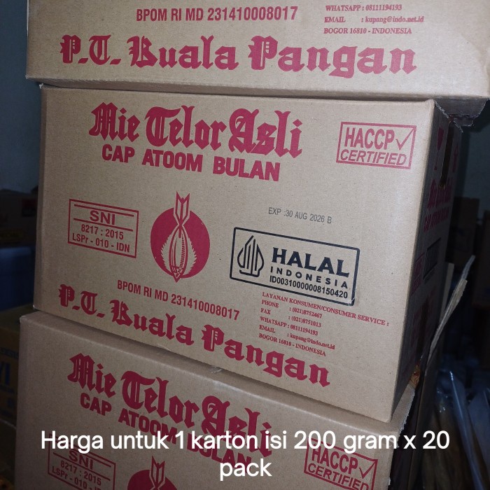 

Ready Mie Telor Cap Atoom Bulan 200 Gram Kartonan