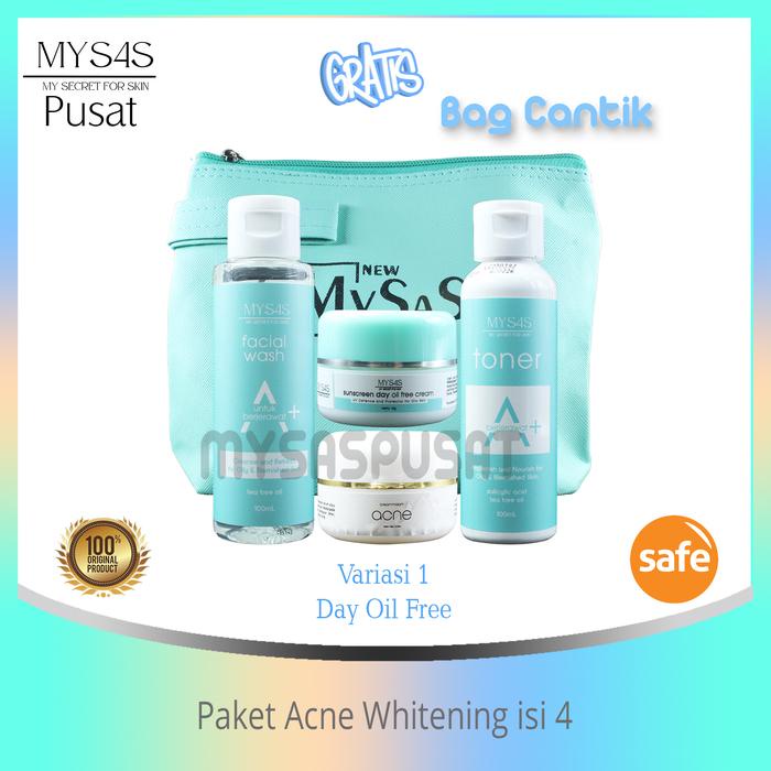 MYSAS Skincare Paket Acne Whitening isi 4/ paket jerawat bpom murah / acne glowing