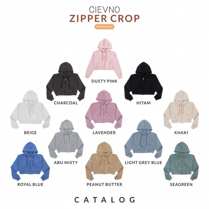 Tergacor Cievno - Hoodie Zipper Crop Premium ALL SIZE & BIG SIZE XL Wanita Sweater Top Oversize