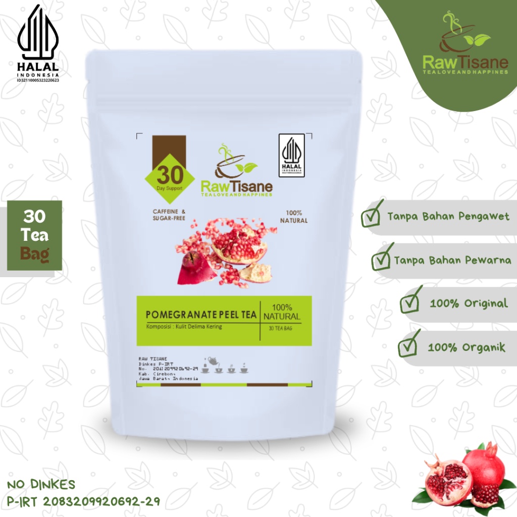 

( PROMO ) RAW TISANE Pomegranate Peel Tea : Dried Pomegranate Peel Tea / Teh Kulit Delima Kering Isi
