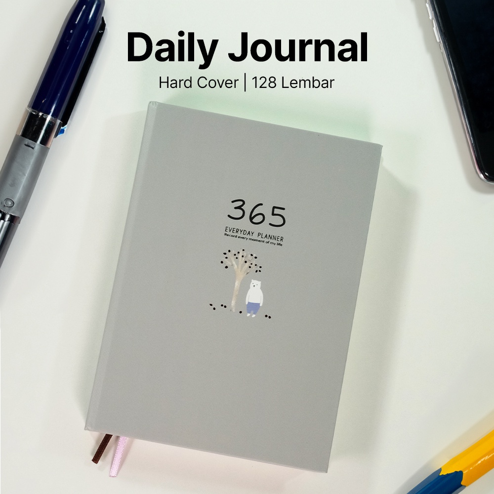 

Buku Diary 365 Hari Daily Journal Hard Cover Notebook Notepad 128 Lembar