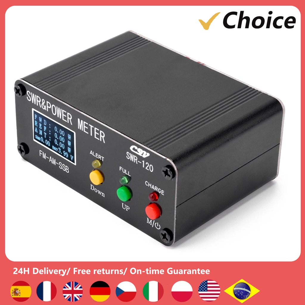 120W SWR Digital Power Standing Wave Meter 1.8-54MHz Shortwave Meter FM AM SSB Modes SWR/Power Adjus