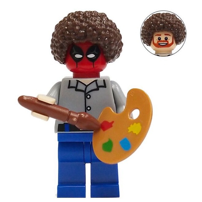 Marvel Deadpool Paint Bob Ross Ryan Reynolds Action Figure Mini Brick