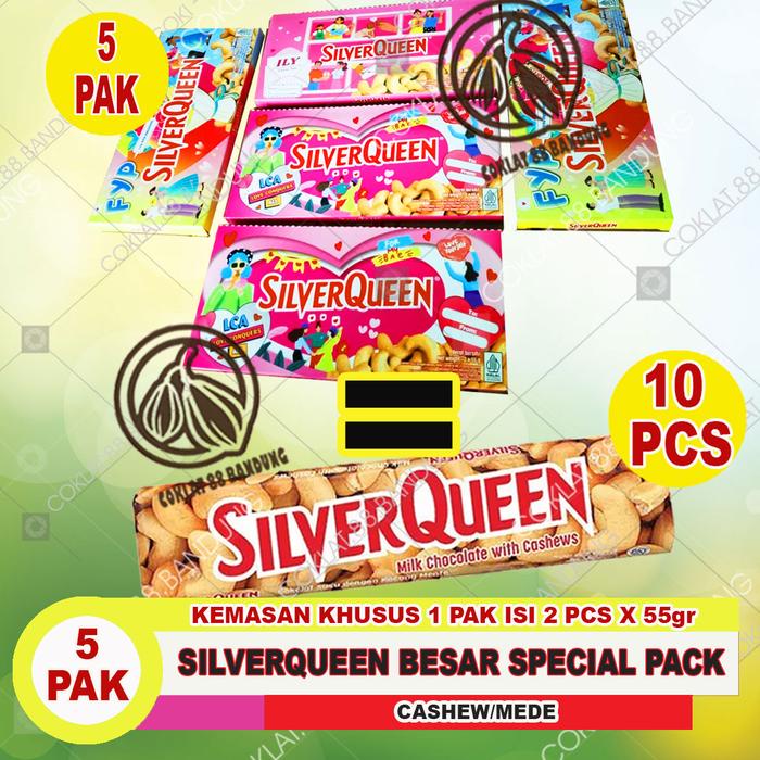 SILVERQUEEN 55 gram ex 58gr Isi 10 pcs COKELAT, COKLAT SILVERQUEEN 1 BOX 55GR X 10 FOOD SNACK