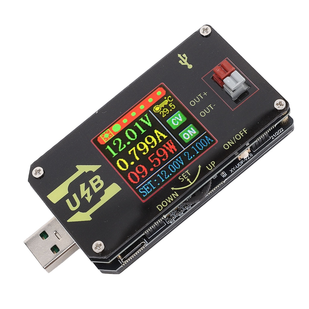Voltage Tester USB C Power Meter 1.44 Inch LCD Color Screen Voltage Current Load Tester DC3.5-15V In
