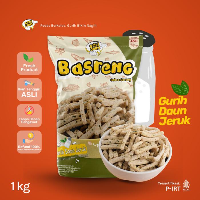 

GELICHIPS - 1 Kg BAKSO GORENG (BASRENG) Original Daun Jeruk Gurih Renyah