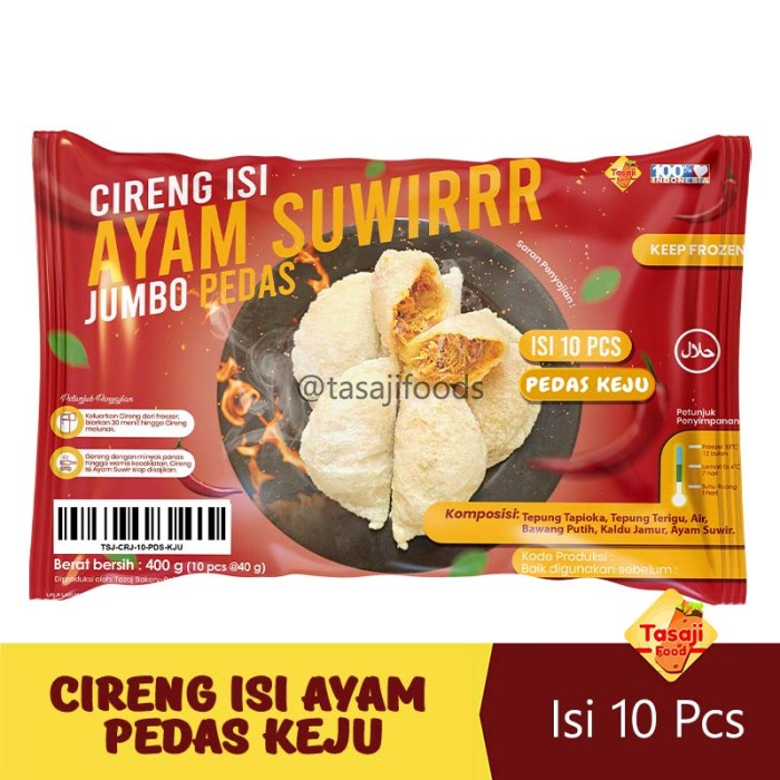 

Cireng Isi Ayam Suwir Jumbo Isi 10 pcs - Pedas Keju