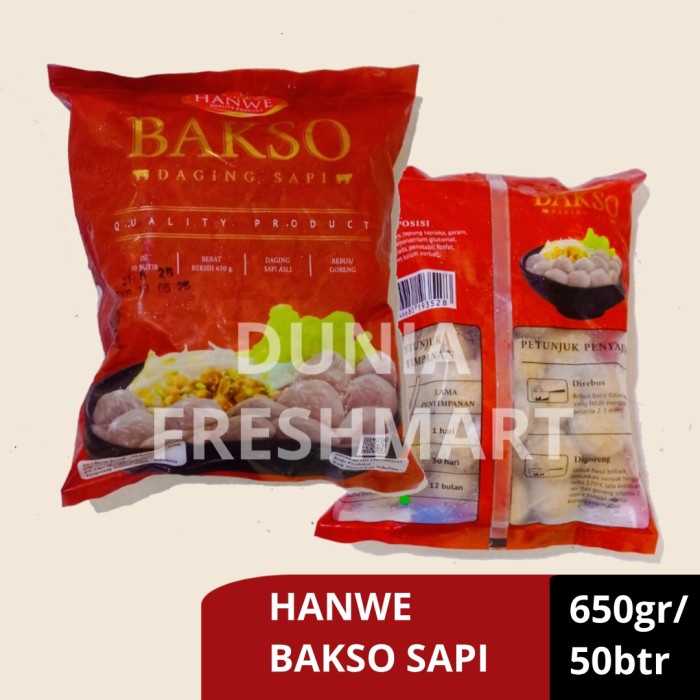

HANWE BAKSO SAPI 650GR/50BTR BASO SAPI ASLI BAKSO DAGING SAPI HUANWE BEEF BALL
