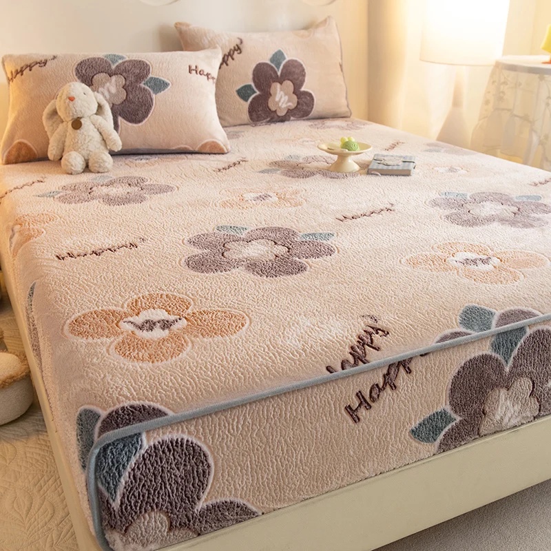 Nowflakes Pile Sheet Is Tasted The Fitted Autumn Winter Thickened Warm Cartoon Bed Cover 360 Degree