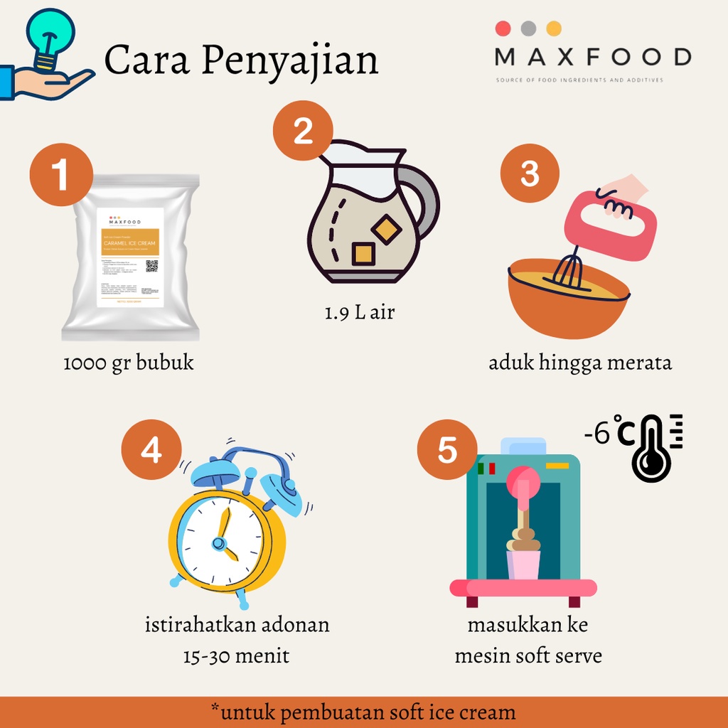 

MAXFOOD - Soft Vanilla Ice Cream Powder / Bubuk Es Krim Rasa Vanilla 1 Kg