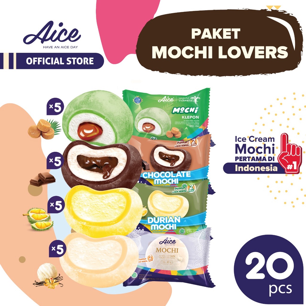 

Aice Ice Cream Paket Mochi Lovers Es Krim Eskrim 20pcs
