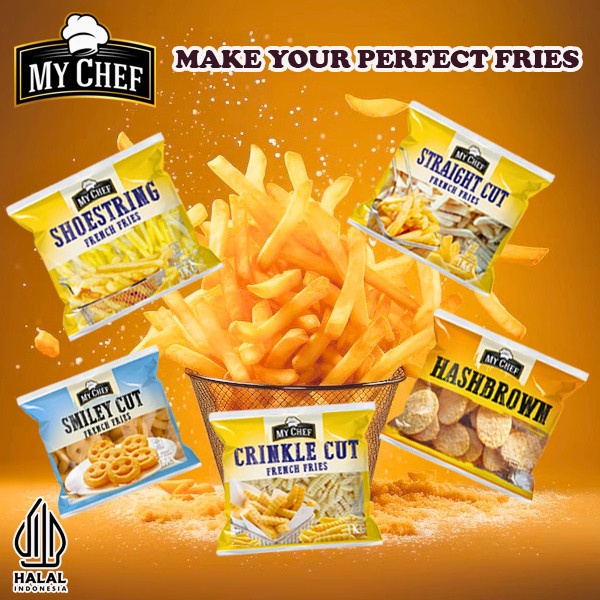 

MY CHEF Hashbrown French Fries 1kg, Kentang Goreng Frozen - Brothermeatshop