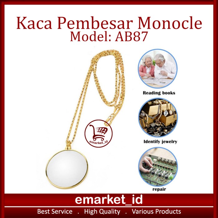 

ATKJaya- Kaca Pembesar Monocle AB87 / Kalung Rantai Liontin Magnifying Jewelry
