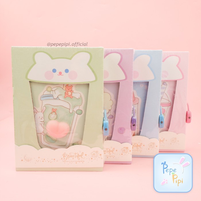 

ATKJaya- Diary Hardbox Gembok Boba Squishy Dalam Full Color Note Book Kunci