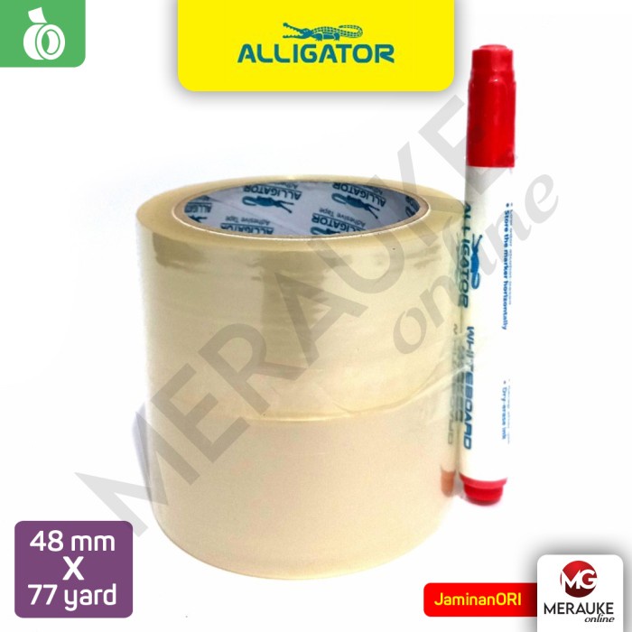 

ATKJaya- OPP Lakban ALLIGATOR Bening 48 mm x 77 Yard (2 Rol + Free Spidol)