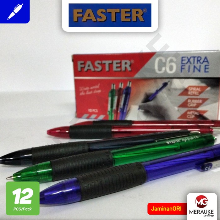 

ATKJaya- Ballpoint FASTER C6 - Hitam 12 Pcs