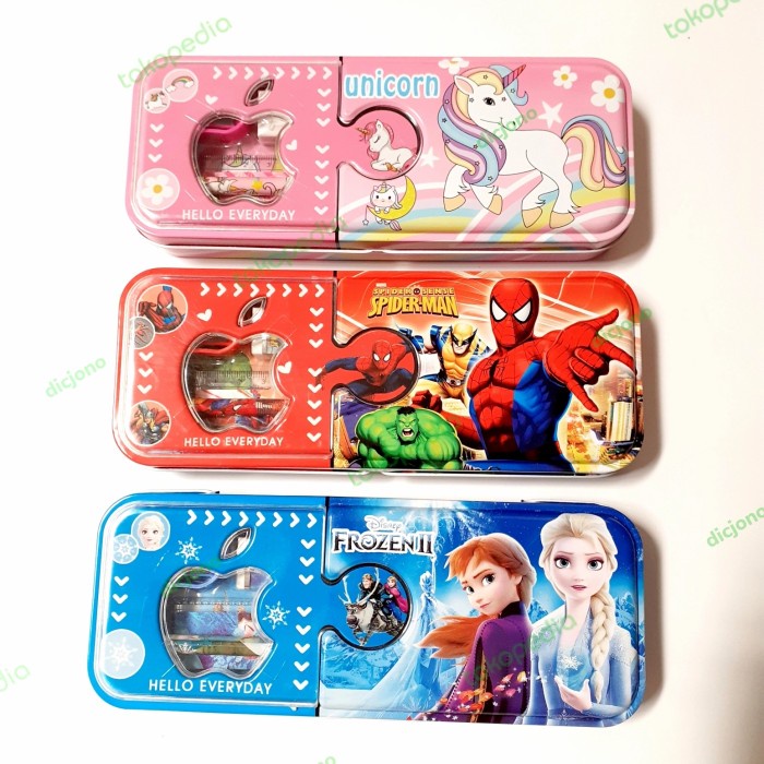 

ATKJaya- Tempat Pensil Kaleng Set 2 Susun 5 in 1 murah / Paket Alat Tulis