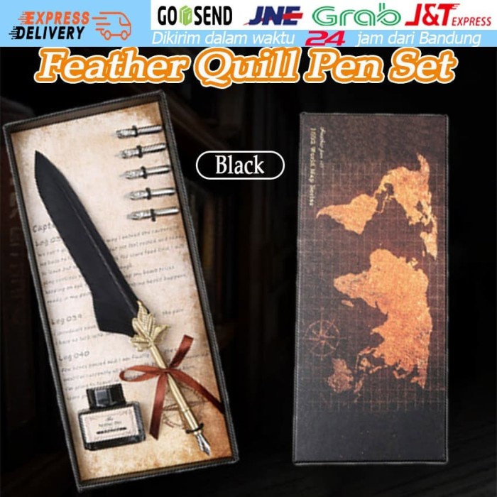 

ATKJaya- Pulpen Bulu Pena Kaligrafi Stainless Vintage Retro dengan Kotak Alat