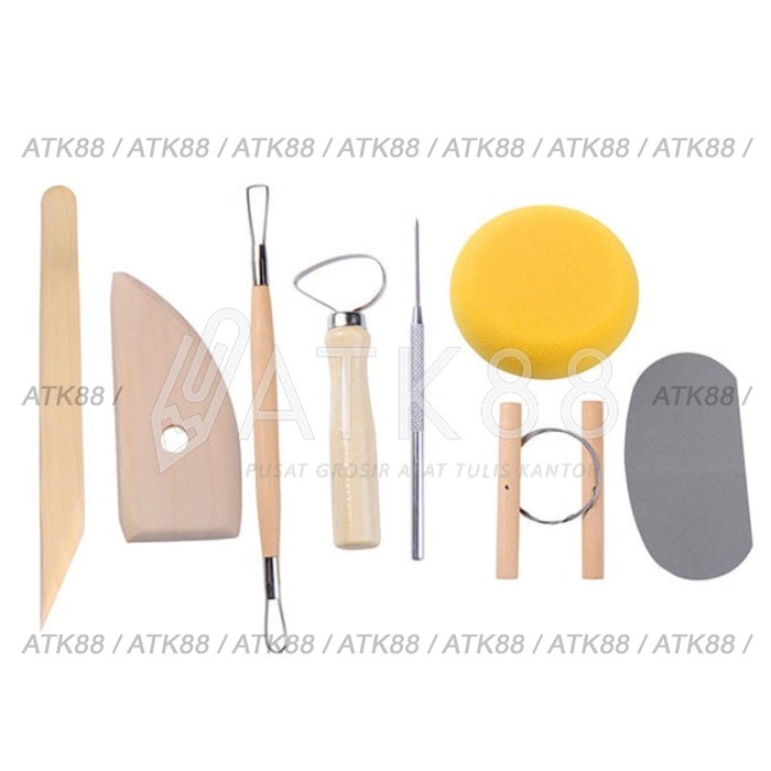 

ATKJaya- V-tec Alat Clay Tool Set + Spon E005-8B (isi 8pcs)
