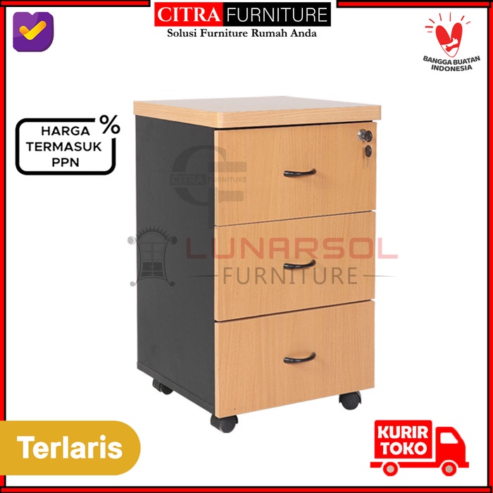 

ATKJaya- LUNAR Nakas 3 Laci Cabinet Nacas Roda Meja KantorFilling kabinet