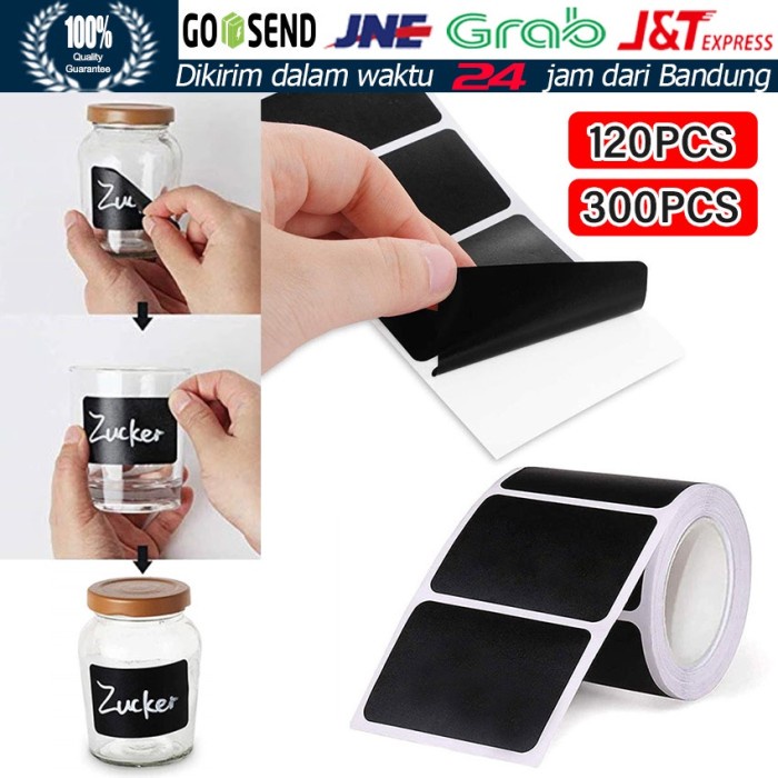 

ATKJaya- 300Pc Label Sticker Hitam Toples Rectangle / Chalkboard Label Sticker
