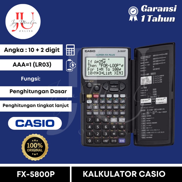 

ATKJaya- Kalkulator CASIO FX-5800P - Scientific Calculator/Ilmiah/Sekolah