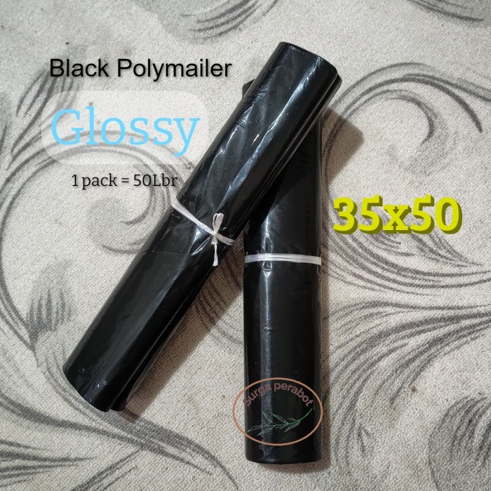 

ATKJaya- POLYMAILER 35x50 HITAM POLOS GLOSSY POLIMAILER PLASTIK AMPLOP OLSHOP