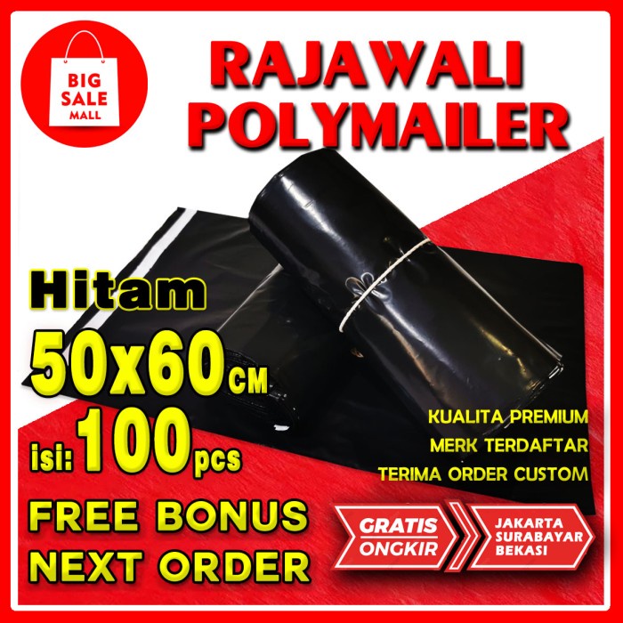 

ATKJaya- Polymailer 50x60cm Amplop bag Plastik Packing Grosir hitam isi 100 lbr