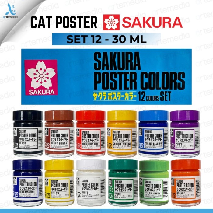 

ATKJaya- Cat Poster Sakura 12x30ml Poster Color Set