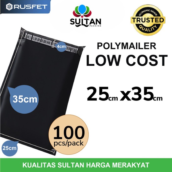 

ATKJaya- Plastik Polymailer PACK LOW COST Amplop Polimailer HITAM 25x35 RUSFET