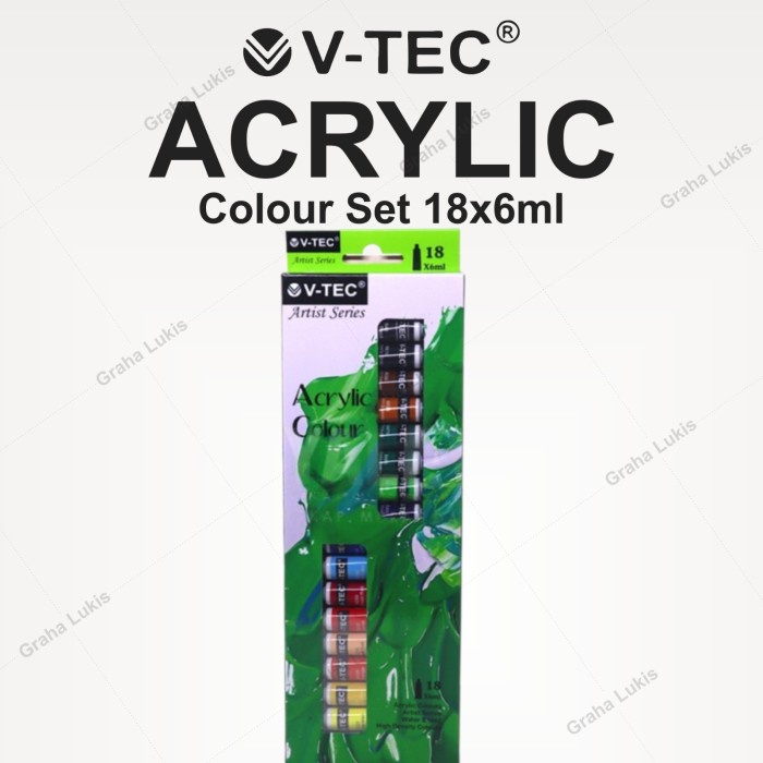 

ATKJaya- V-Tec Acrylic Color Set 18x6Ml / Cat Akrilik V-Tec 618-A