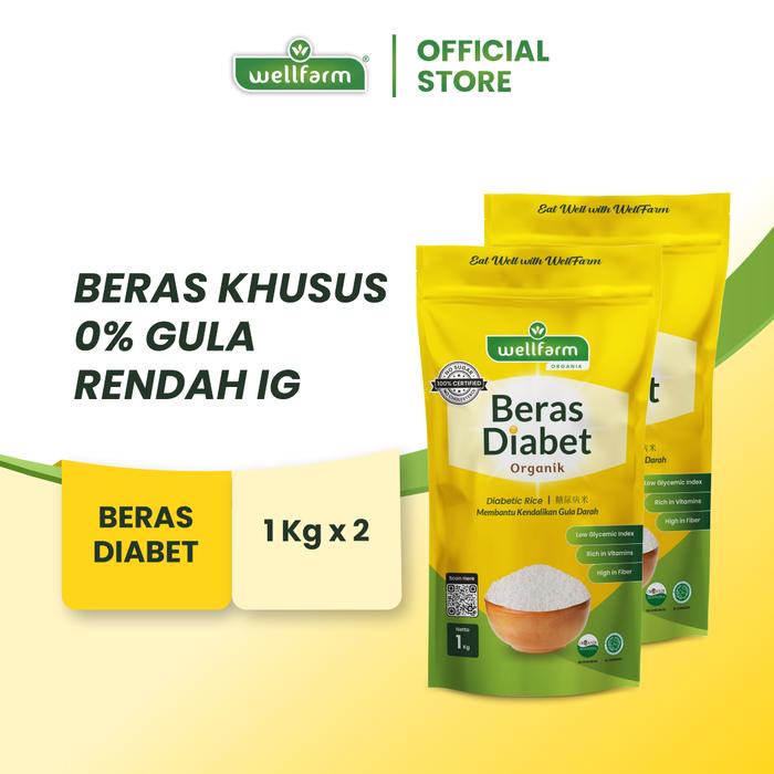 

Beras Diabet Organik WellFarm, LoGi Free Sugar 2Kg Food Nasi Rice, Beras Diabetes